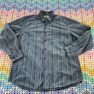 Tommy Bahama Men's Blue Striped Shirt Large L Floral Button Down Long Sleeve